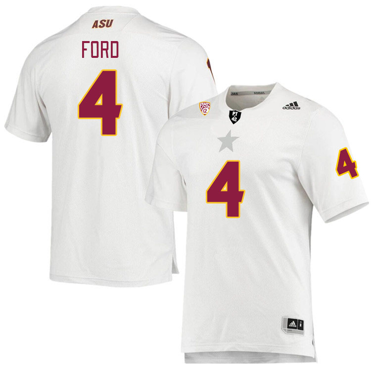 Men #4 Demetries Ford Arizona State Sun Devils College Football Jerseys Stitched Sale-White - Click Image to Close